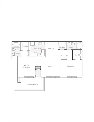 Floor plan 2 Bedroom 2 Bath Deluxe