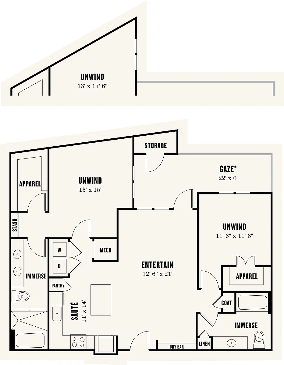 Floor plan Two Bedroom Two Bath