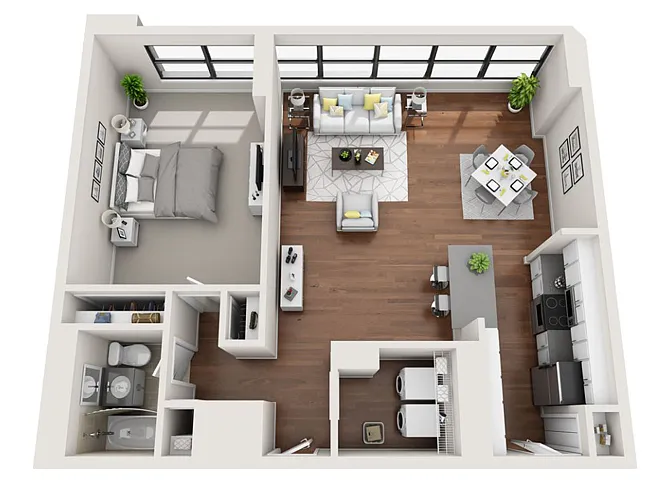 Floor plan Tier 01 (1BR/1BA)