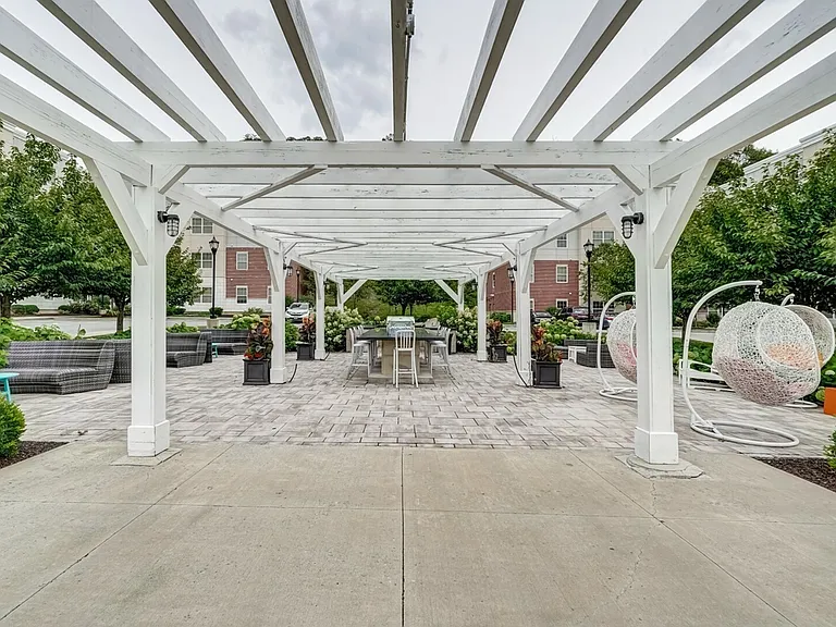 Shaded comfort in a shared outdoor setting.