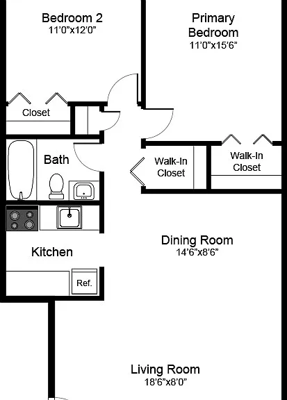 Red Oak Acres 2 Bed 1 Bath Floorplan Red Oak Acres 2 Bed 1 Bath Floorplan