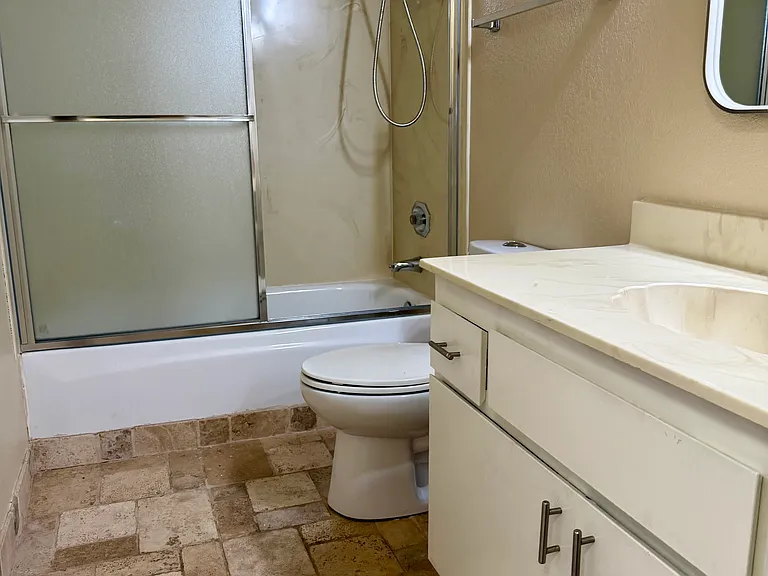 Bathroom off the hallway