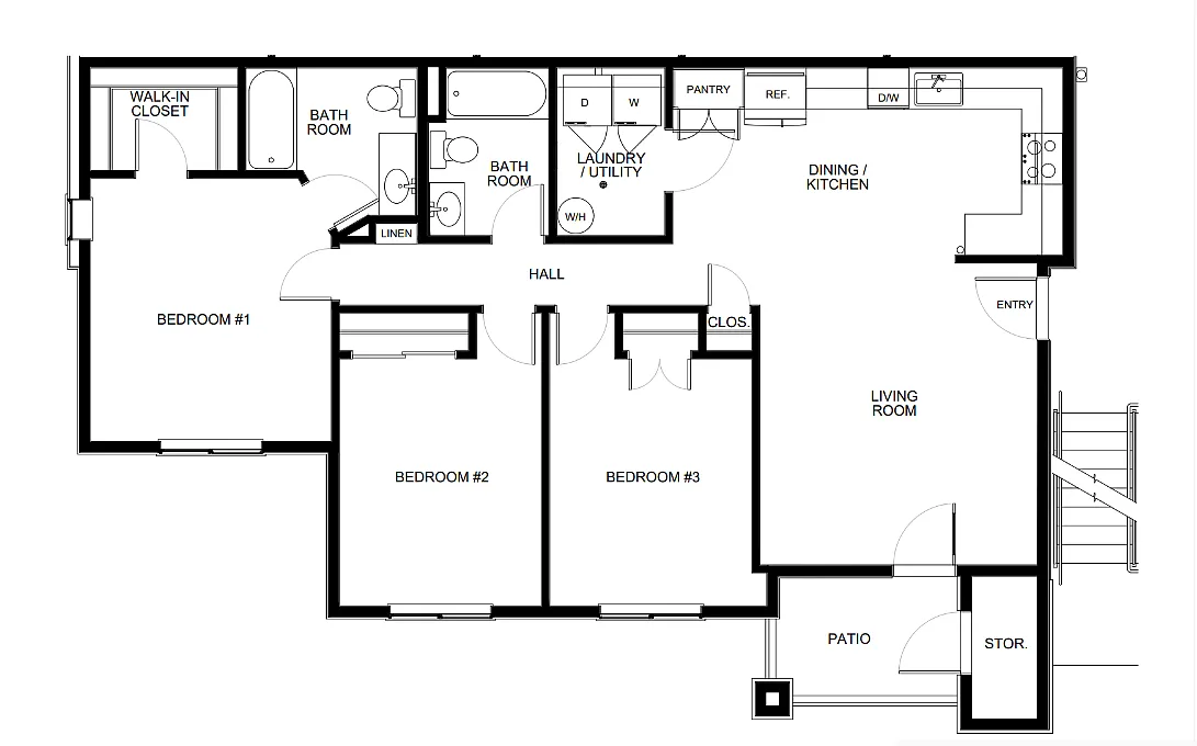 Floor plan 3 Bedroom (3D)