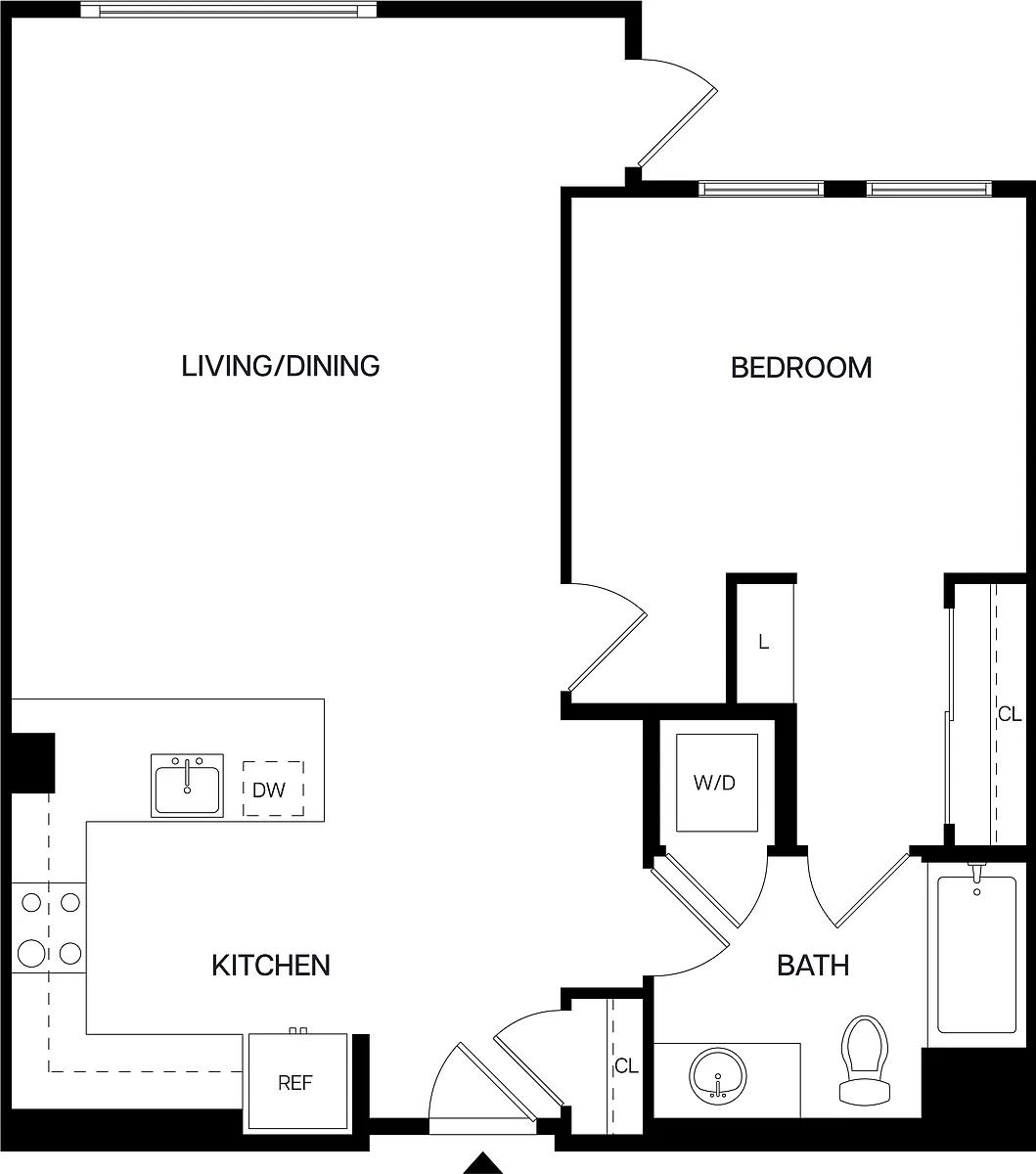 Floor plan 1 Bed/1 Bath-A13
