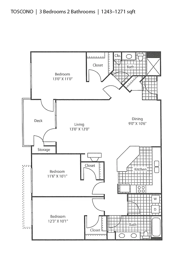 Floor plan 3 Bedroom D1pr