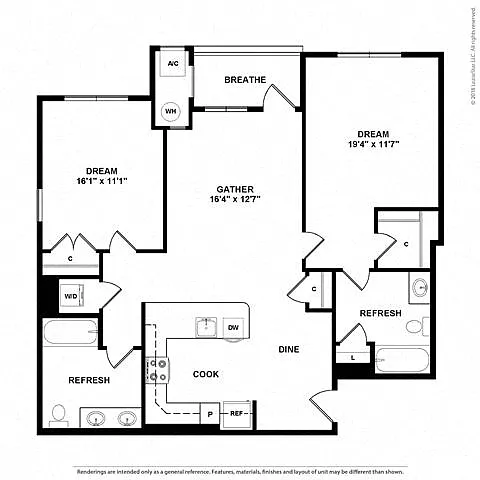 Floor plan 2T w/ Balcony