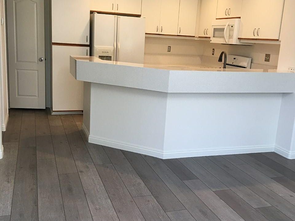 Kitchen and living room.