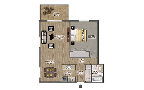 Floor plan 1 Bedroom B