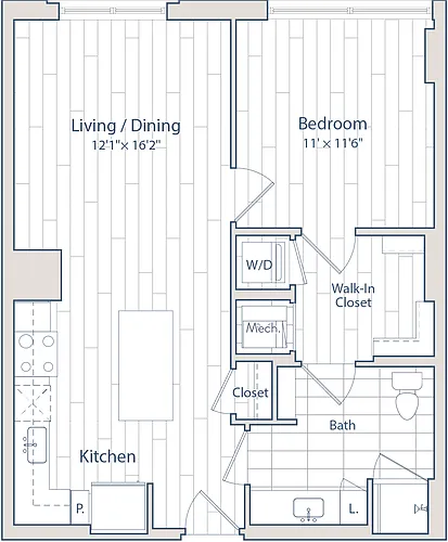 Floor plan 1 Bed/1 Bath-C4-2