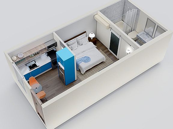 Luxury Studio Apartment 3D Floorplan