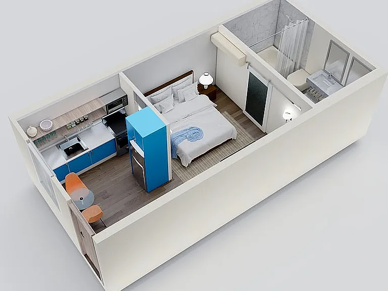 Luxury Studio Apartment 3D Floorplan