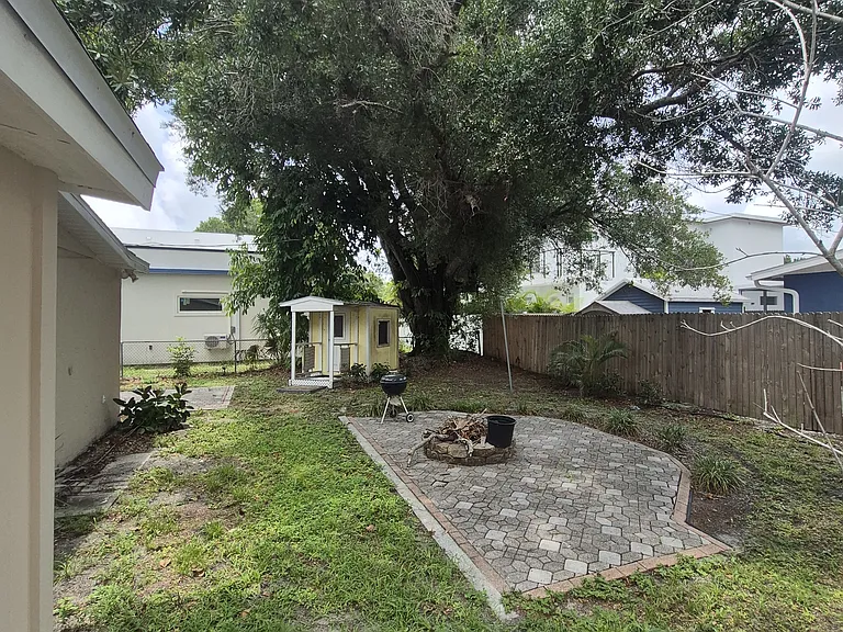 Backyard with Paver Deck and Firepit
