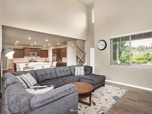 View of living room into the kitchen.