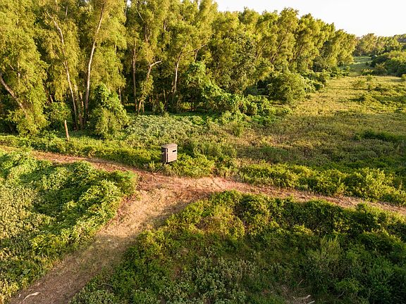 Shooting houses overlooking cut shooting lanes and planted food plots