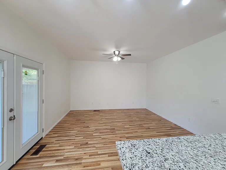 Family room connecting to kitchen