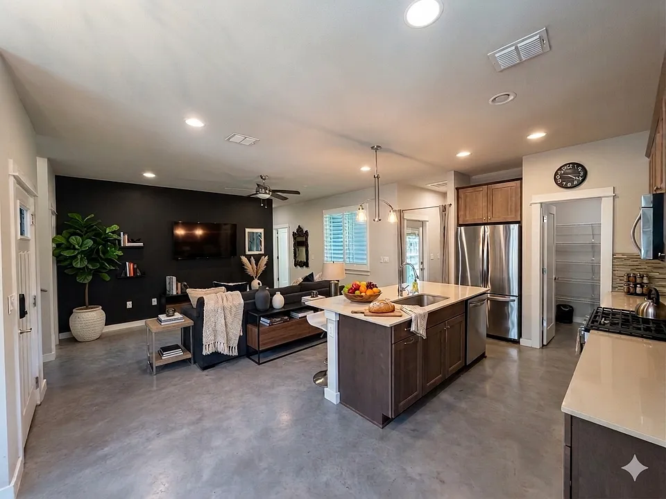 Staging photo - main living area and large open concept kitchen.