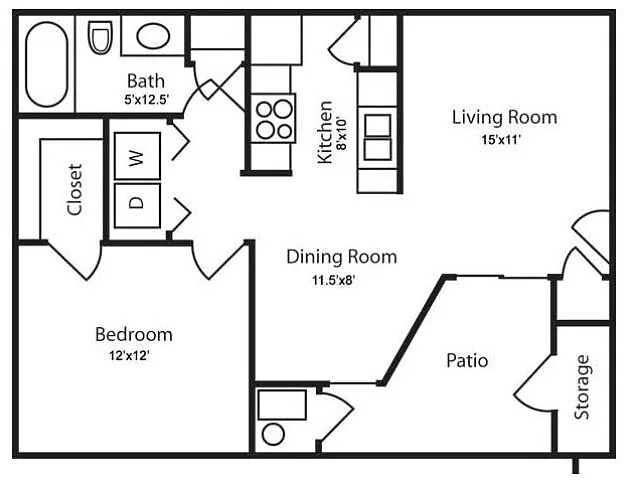 Floor plan 1 Bedroom 1 Bath
