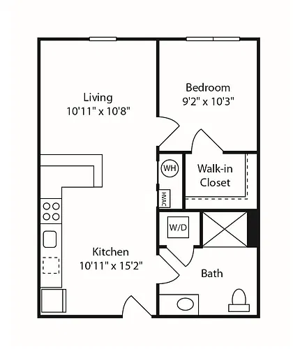 Floor plan 1 Bed/1 Bath-A10