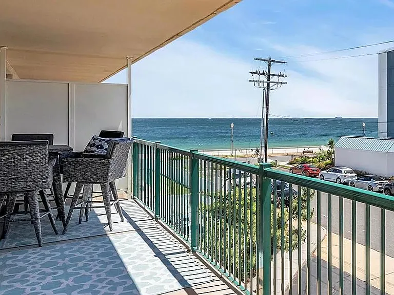 Beautiful Ocean View from this large furnished and carpeted balcony
