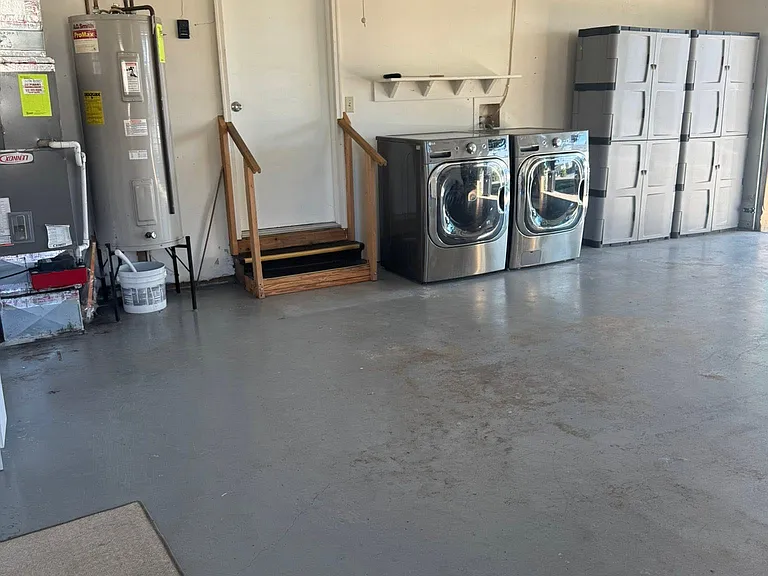 2-car garage. *The washer and dryer are provided as a convenience. If either appliance reaches the end of its life, it will be removed and will not be replaced. The tenant would then provide their own.