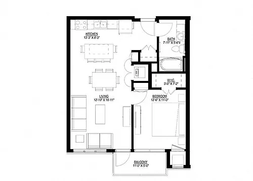 Floor plan One Bedroom B