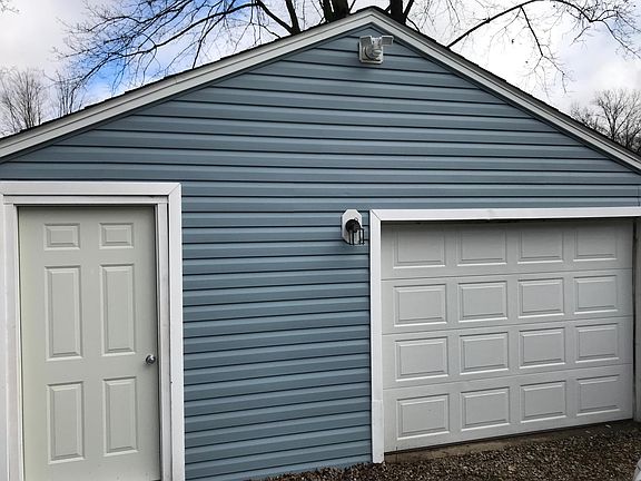 garage with new siding