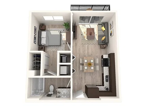 Floor plan 1 Bed, 1 Bath