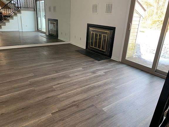 Living room wood fireplace