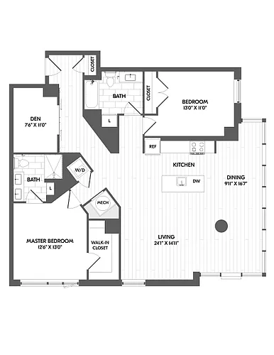 Floor plan 2 Bed/2 Bath Den Loft-2.5A
