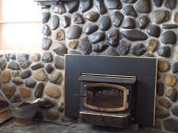 fieldstone fireplace