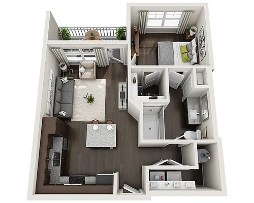 Floor plan One Bedroom A1A