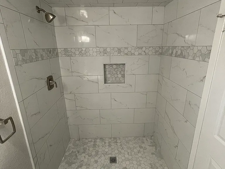 beautiful shower! upstairs bathroom