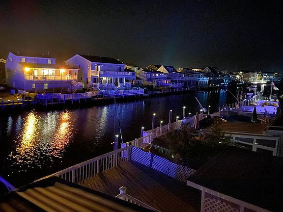 Night time on the lagoon facing East