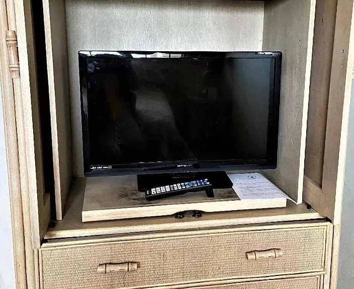 master bedroom armoire with FIOS TV