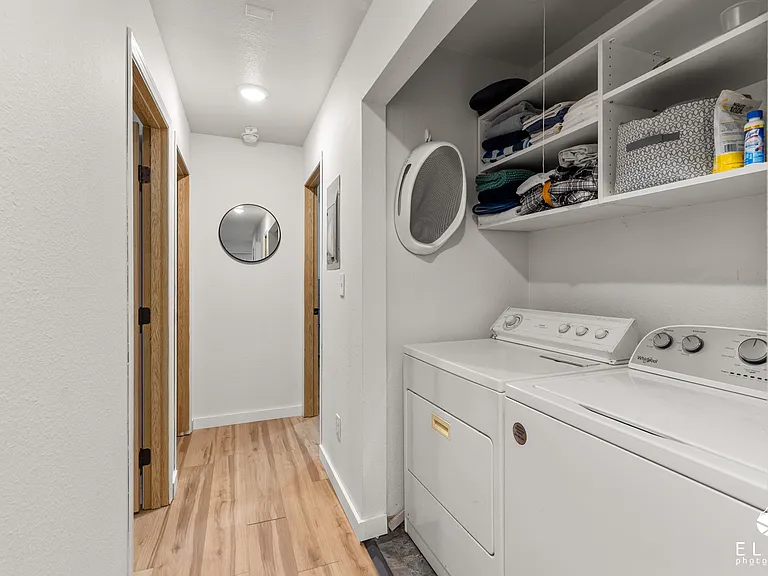 In-house laundry in the hall leading to the three bedrooms.