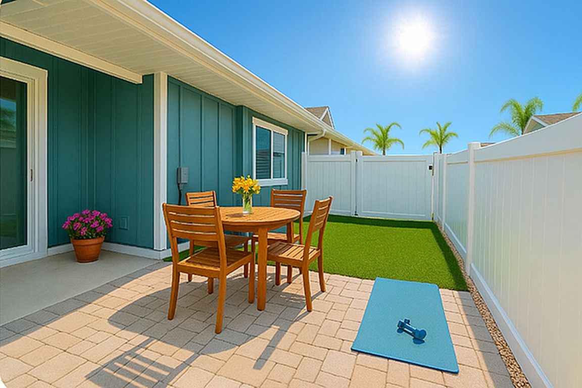 NSB backyard with yoga mat