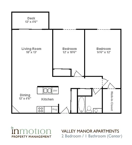 Floor plan Center 2 Bedroom Includes Internet