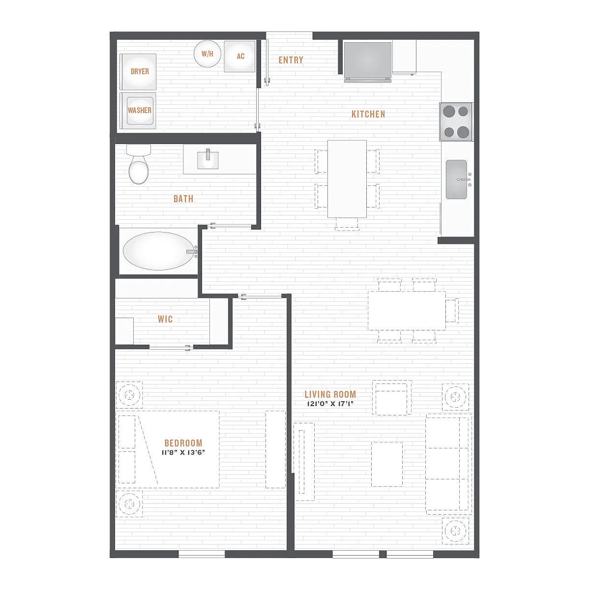Floor plan A2 - 1X1