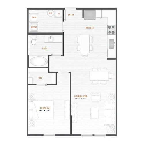 Floor plan A2 - 1X1