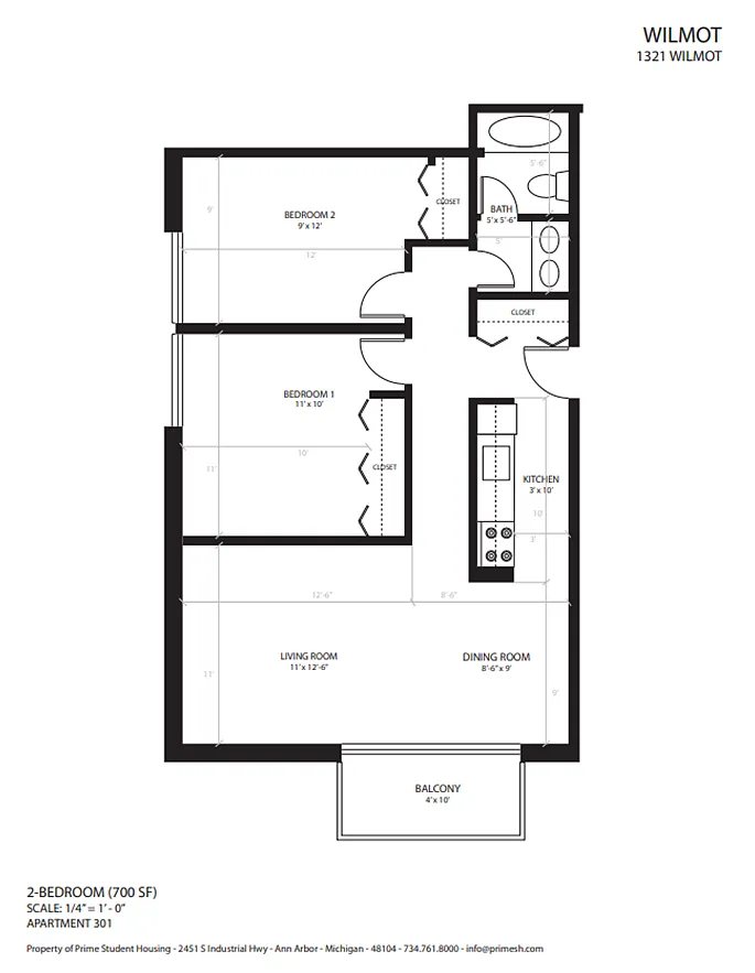 Floor plan 2-Bedroom Style 2