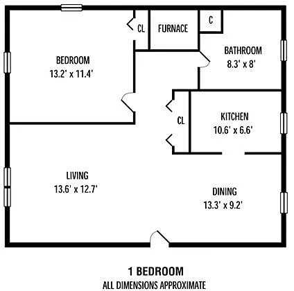 Floor plan 1Bedroom 1Bathroom