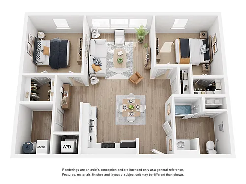 Floor plan 2 bed 1011sf