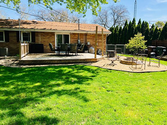 Deck, fire pit, and patio