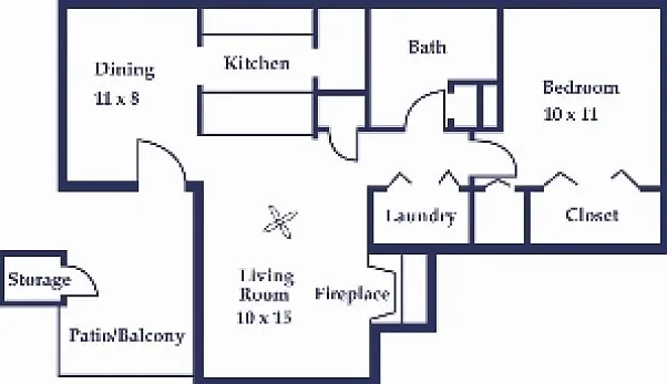 One Bedroom/One Bathroom Cypress Floorplan One Bedroom/One Bathroom Cypress Floorplan