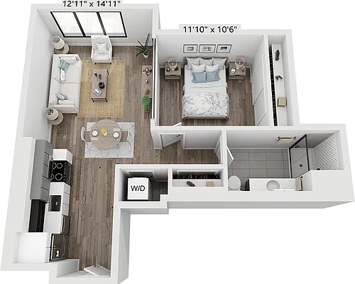 Floor plan One Bedroom A1M