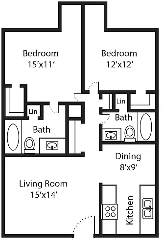 Floor plan The Villa: 2/2 (948) at South Shore