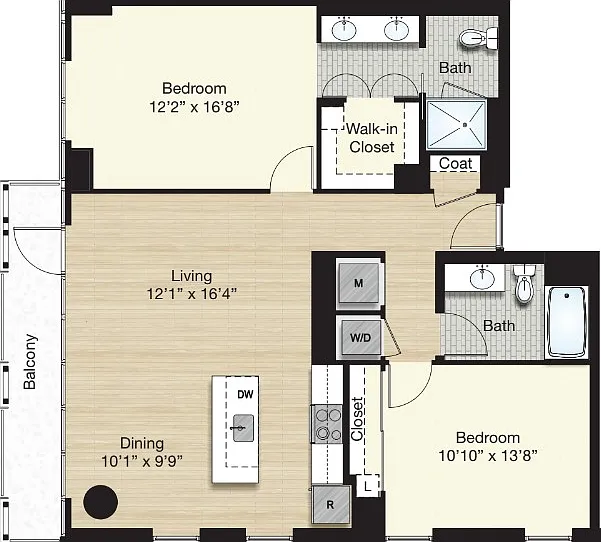 Tier 1.0 - 2 Bed 2 Bath with Balcony Tier 1.0 - 2 Bed 2 Bath with Balcony