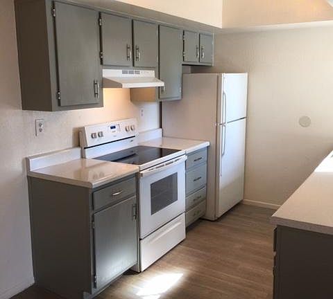 New range hood and quick heating glass top stove.