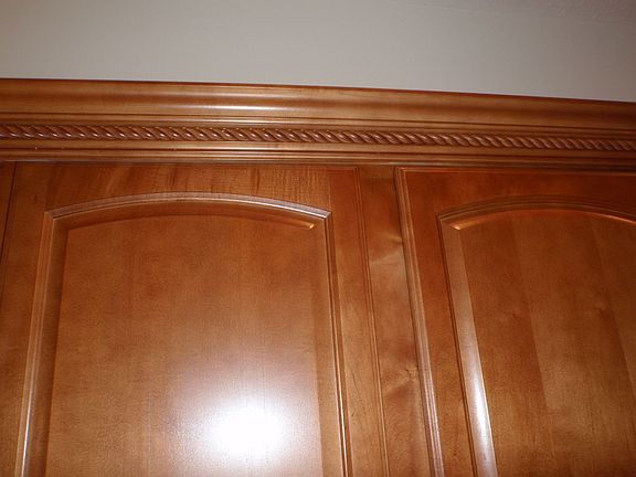 Detail of wood kitchen cabinets