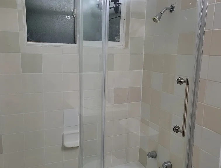 New glass doors and toilet